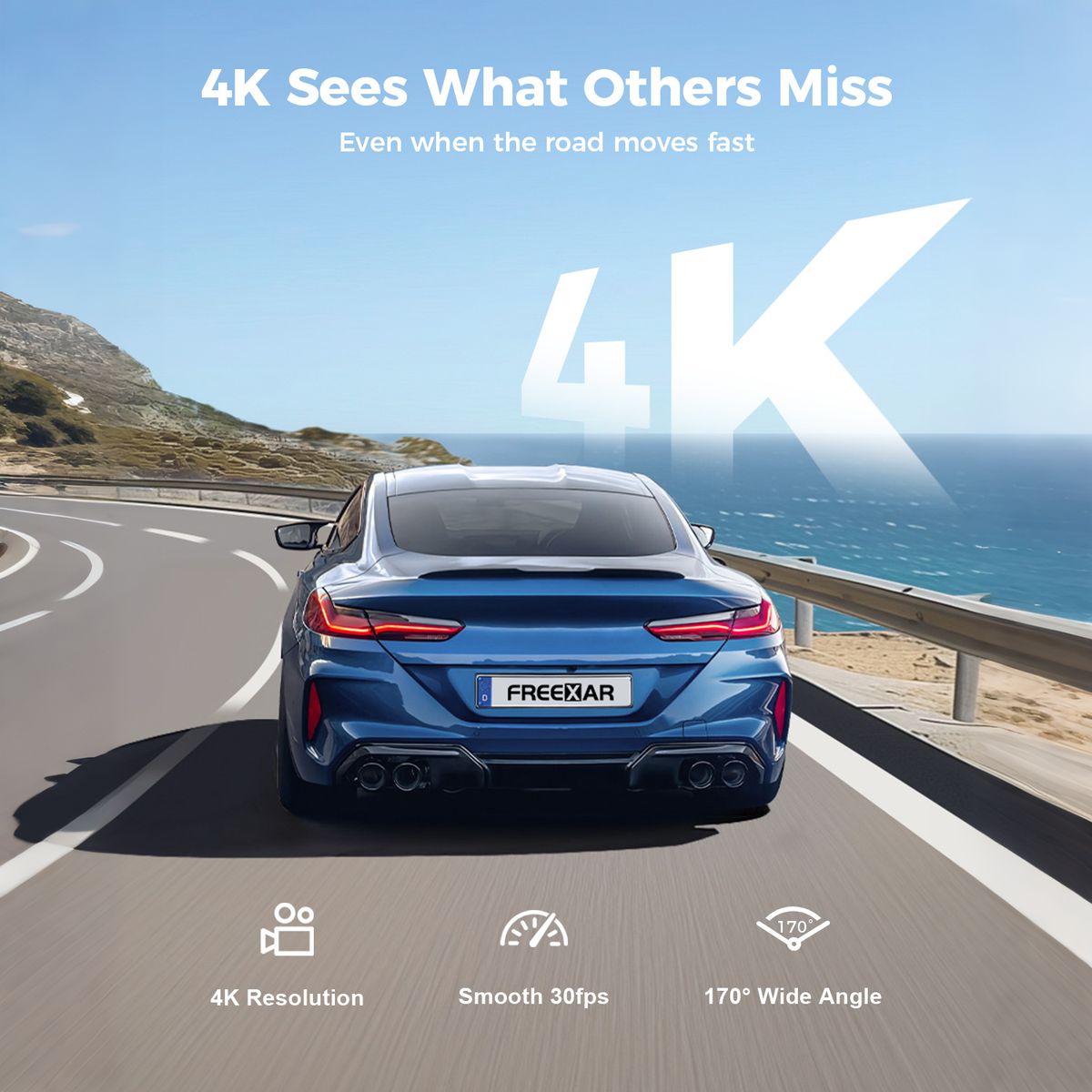 Freexar D4 | 4K 360° Dash Cam , Free 128GB Card