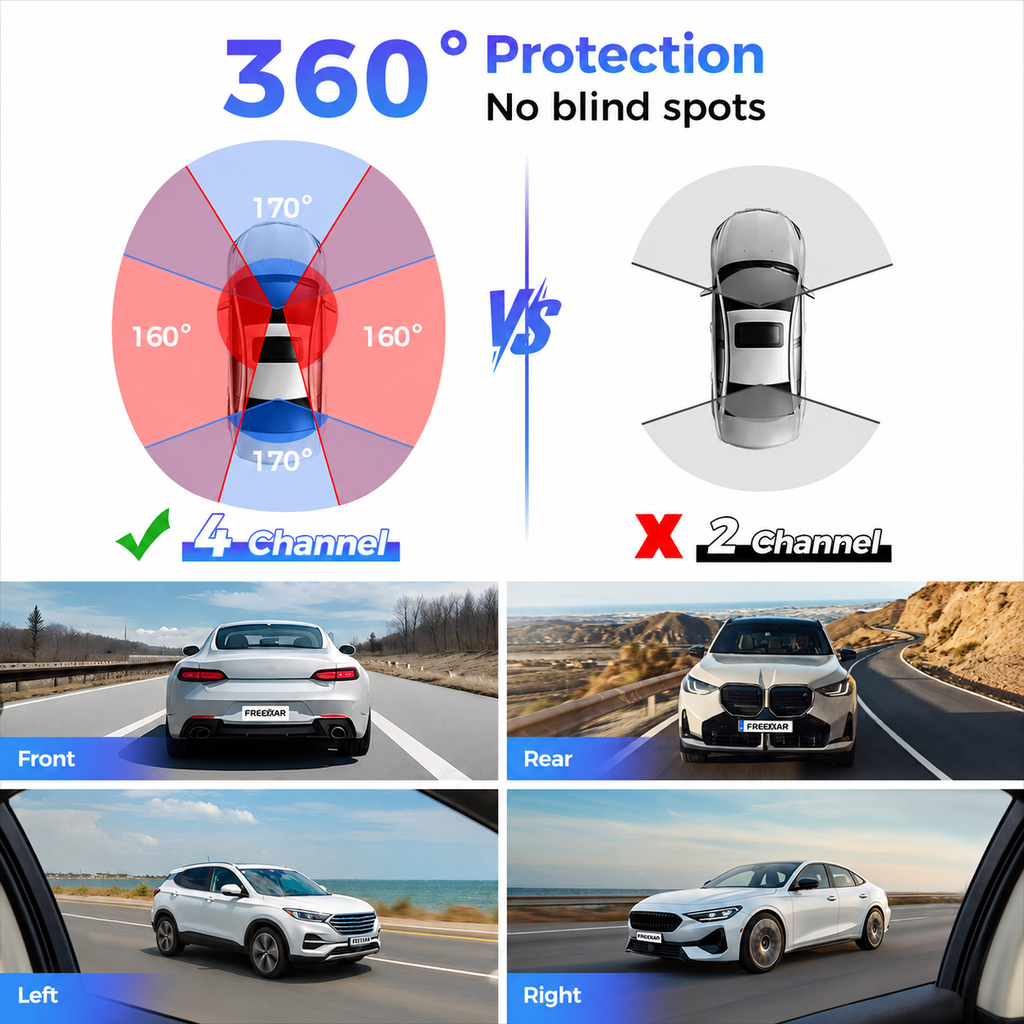 Freexar D4 | 4K 360° Dash Cam , Free 128GB Card