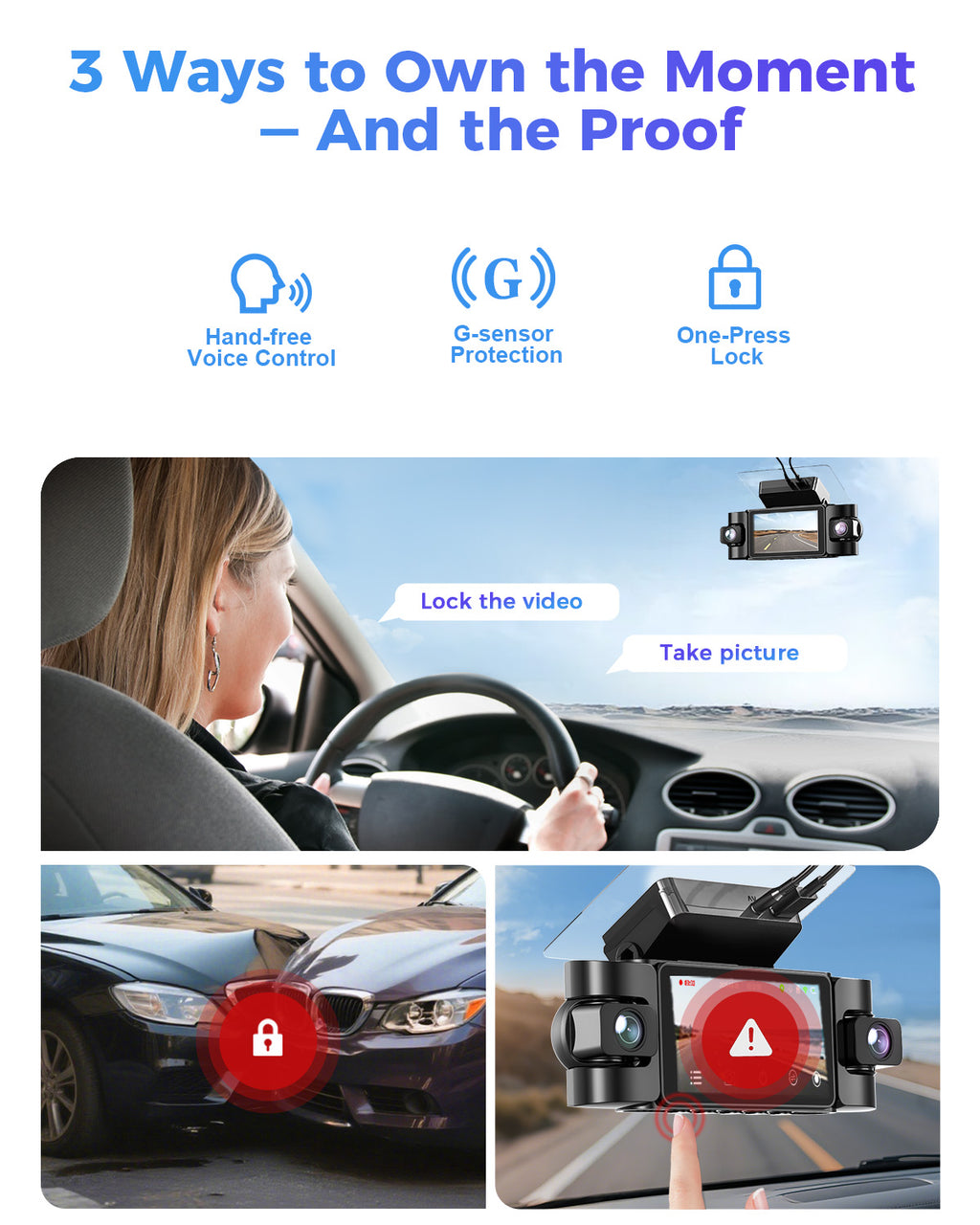 Freexar D4 | 4K 360° Dash Cam , Free 128GB Card