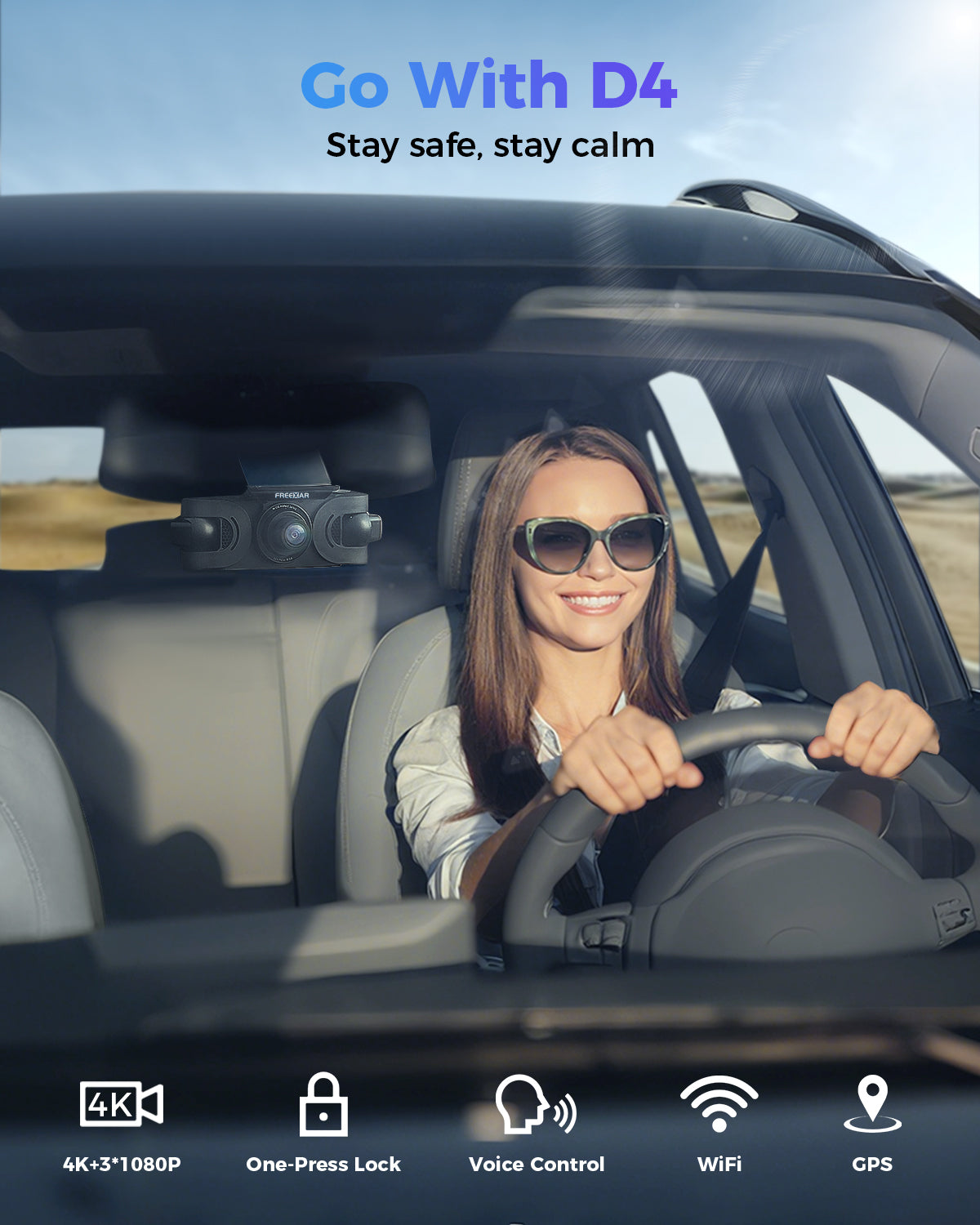 Freexar D4 | 4K 360° Dash Cam , Free 128GB Card