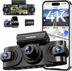 Freexar D4 | 4K 360° Dash Cam , Free 128GB Card